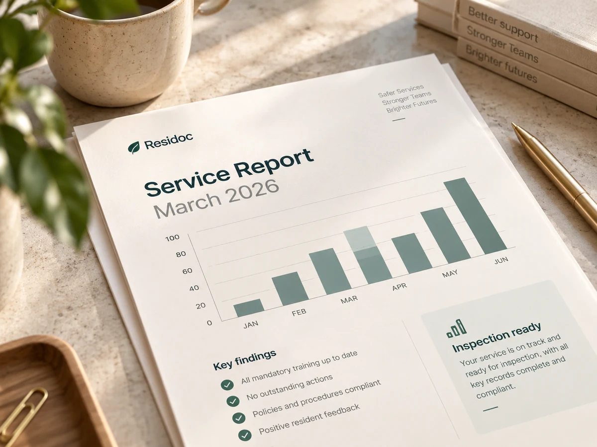 A printed service report on a desk