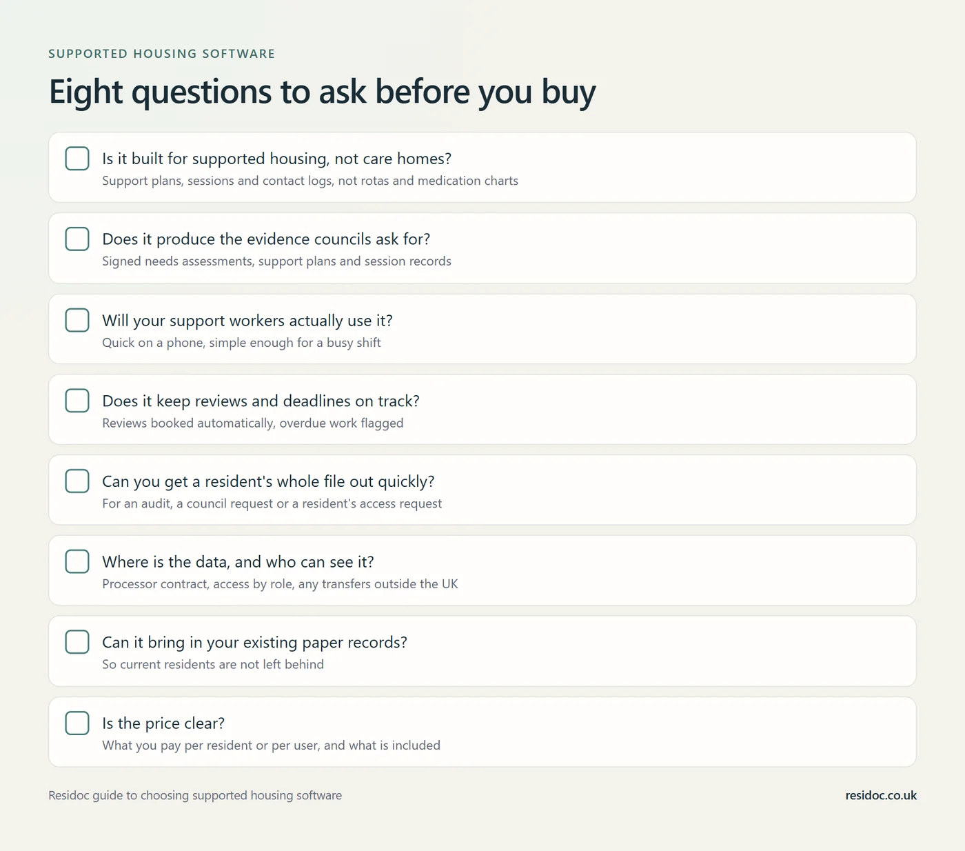 Eight questions to ask before buying supported housing software